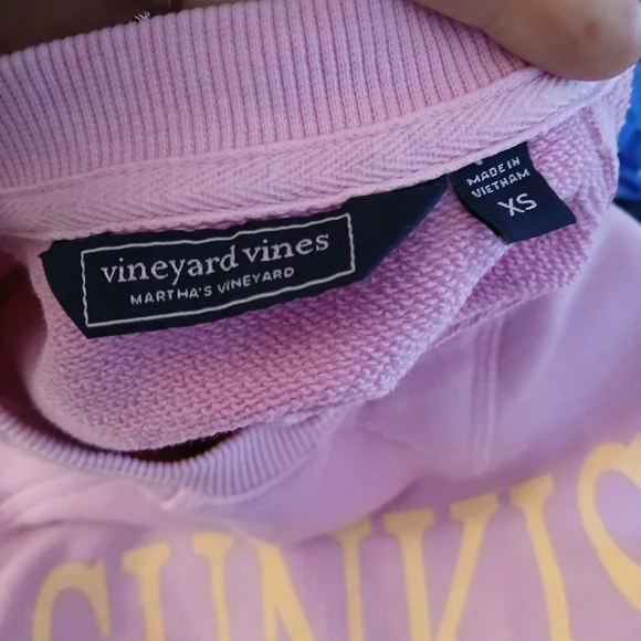 Vineyard Vines Pink Pullover with Pale Yellow Lettering - Picture 3 of 3